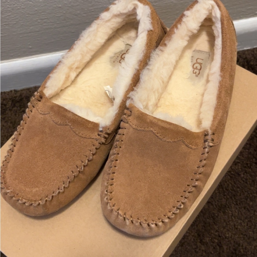 UGG Chestnut Suede Slippers with Plush Lining